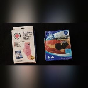 2 New Ankle Supports Dr. Arthritis Cooper Lined & Welby Adjustable Compression